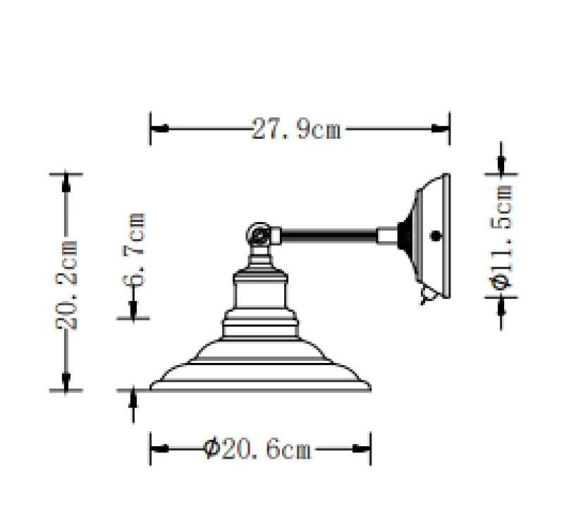 Decor Loret, lampada da parete nera regolabile con interruttore, diametro di 20 cm, codice 7901.