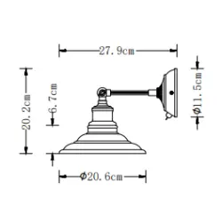 Decor Loret applique grigia regolabile con interruttore, diametro 20 cm, 8229.