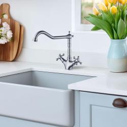 AquaTrimo Windsor rubinetto classico da cucina nostalgico con beccuccio angolare  acciaio inossidabile 21WS7531NM