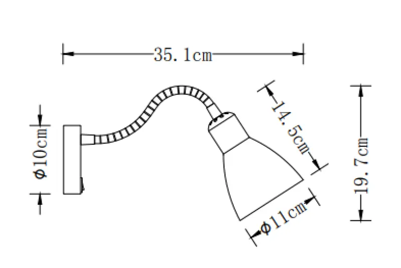 Decor Etore lampada da parete nera con braccio in metallo, diametro 11 cm, 1860.