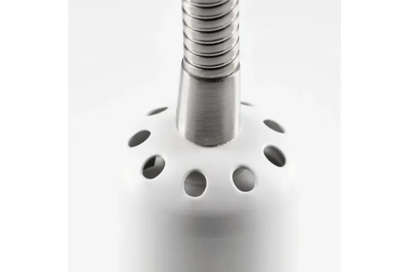 Decor Etore applique da parete bianca con braccio in metallo, diametro di 11 cm, del 1952.