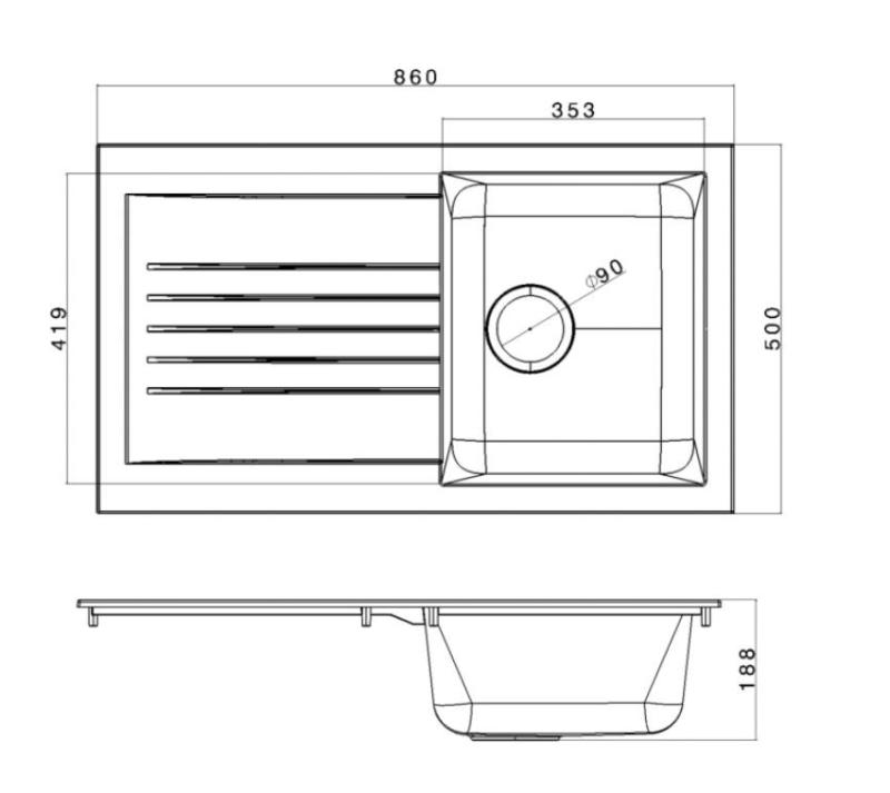Ausmann Fibre Lavello bianco reversibile con scolapiatti montaggio sopra piano 86x50 cm 1208957673