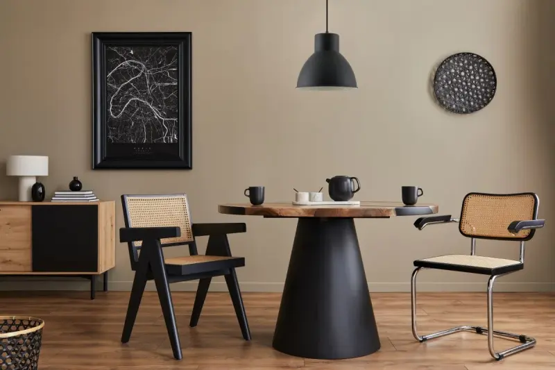 Lampada sospesa Dante Decor nera opaca con interno bianco, diametro 27,5 cm 2119.