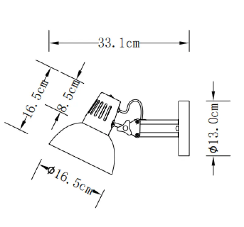 Decor Artemia elegante applique da parete bianca con braccio in metallo, diametro 16,5 cm, codice 2218.