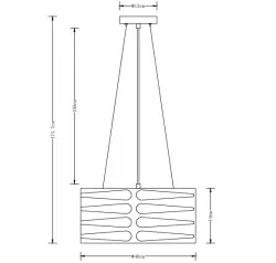 Lampadario a sospensione Decor Marisa nero con spazi orizzontali affusolati massimo tre fonti di luce diametro 40 cm 2584.