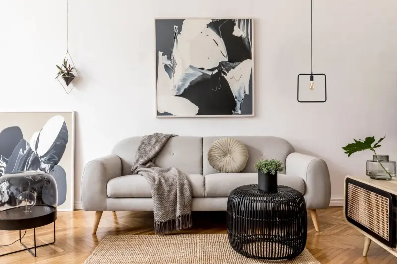 Decor Lija lampada a sospensione quadrata nera a un punto 2614