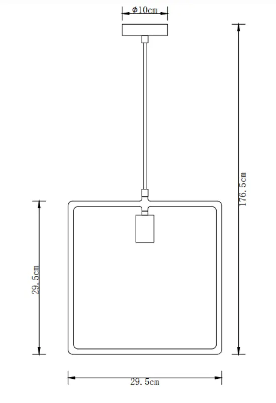 Decor Lija lampada a sospensione quadrata nera a un punto 2614