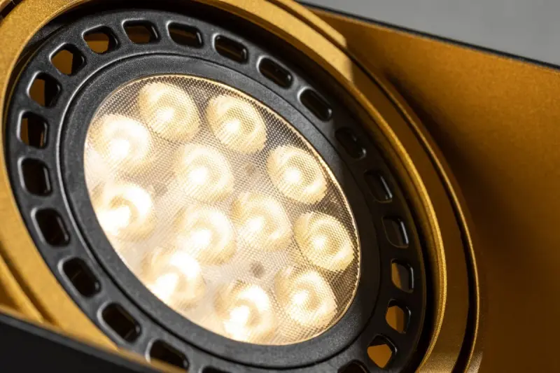 Lampada a soffitto Decor Verso nera e dorata con testa mobile e due fonti luminose 4212.