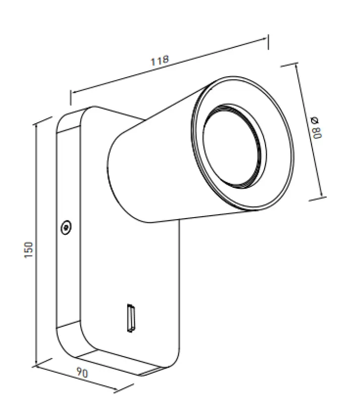Lampada da parete nera moderna Decor Elli con interruttore e 1 fonte di luce 4533.