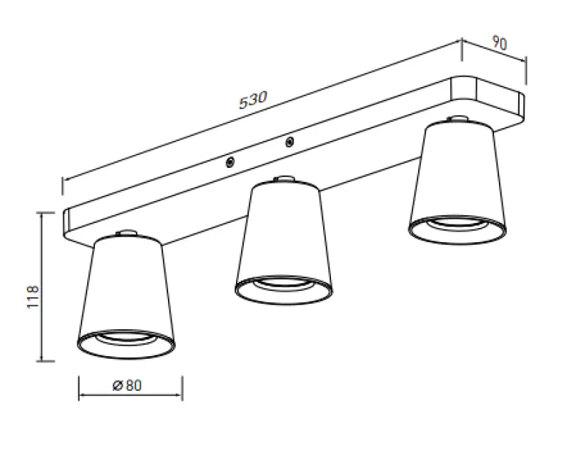 Decor Elli moderna lampada a soffitto nera con 3 fonti di luce 4588