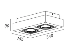 Decor Loid, lampada da soffitto rettangolare bianca funzionale a 2 punti con 2 fonti luminose 4663
