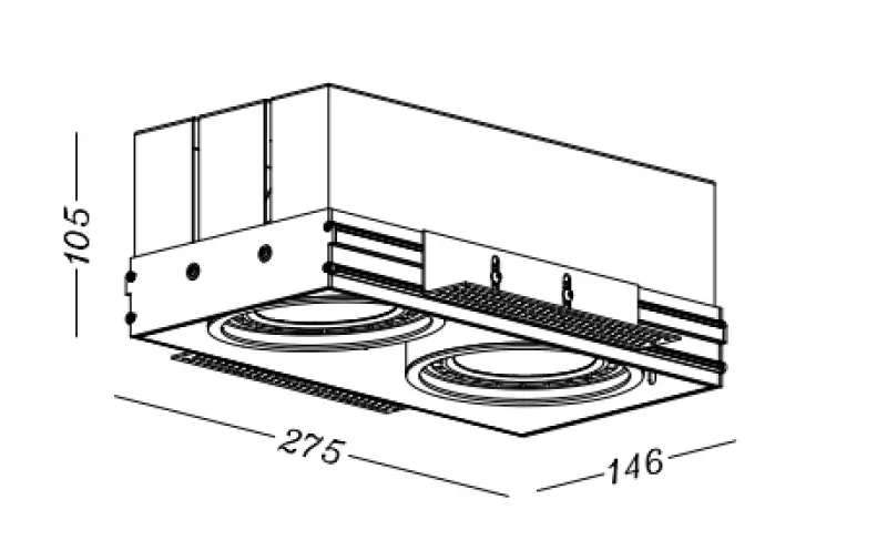Decor Milo lampada da incasso a soffitto senza cornice nera con 2 fonti luminose 4755