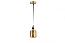 Lampadario a sospensione cilindrico Decor Bellis nero e oro con 1 fonte luminosa 4666