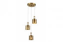 Lampadario sospeso cilindrico Decor Bellis bianco e oro con 3 fonti luminose 4611