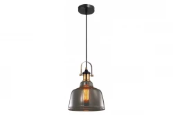 Decor Muscari II lampada a sospensione nera in vetro fumé con finitura metallica e porta lampadina in ottone 3688