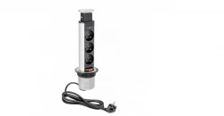 Indux Up & Down piccola presa di terra retrattile argento presa da cucina nel piano di lavoro con 3 prese 1208957841