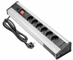 Indux Corner Presa angolare ed autoportante in alluminio con 6 spine con messa a terra e 6 porte USB 1208957851