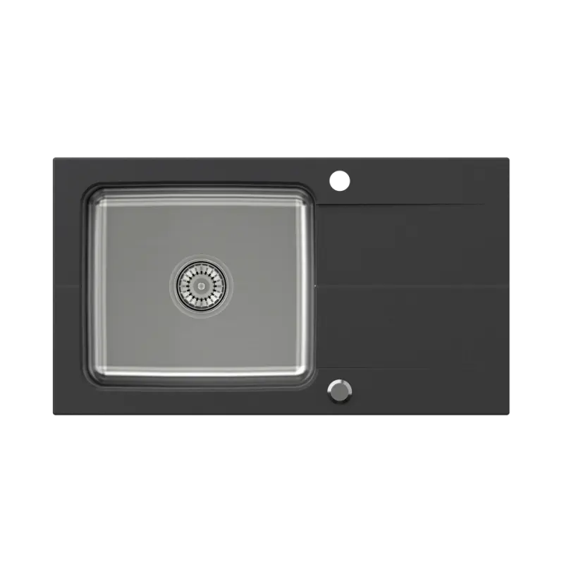 Quadri Fusion lavello in acciaio inossidabile sopra piano con scolapaitti in granito onice 78x44 reversibile 1208957871