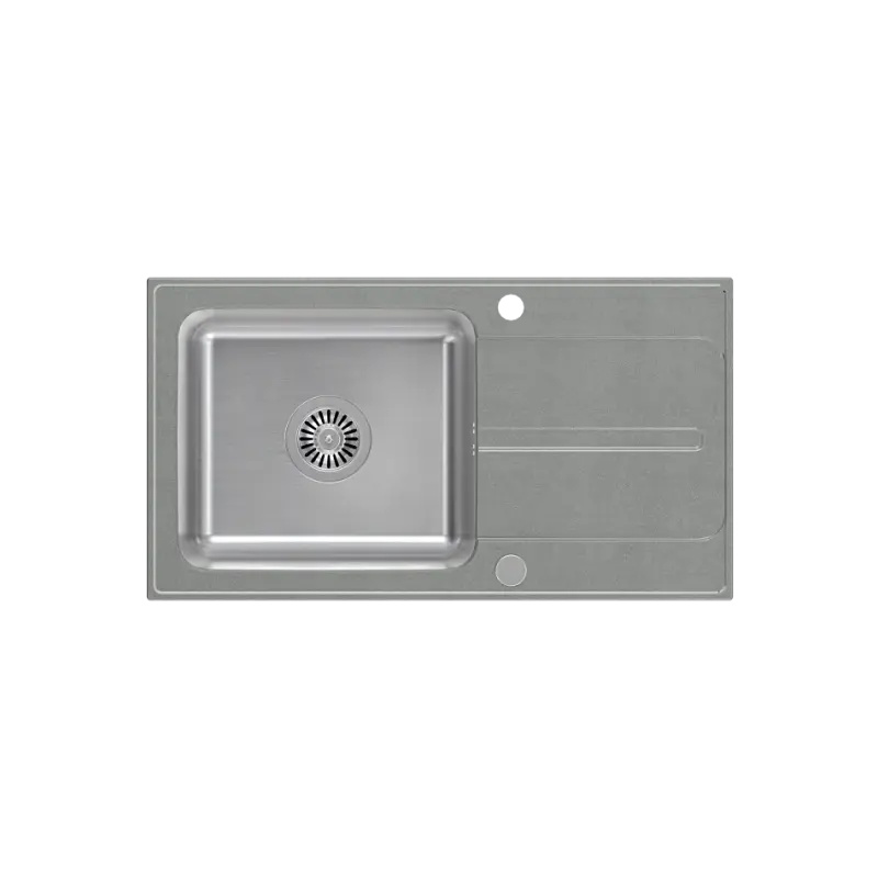 Quadri Fusion lavello in acciaio inossidabile con scolapiatti in granito argentato 78x43 reversibile 1208957880