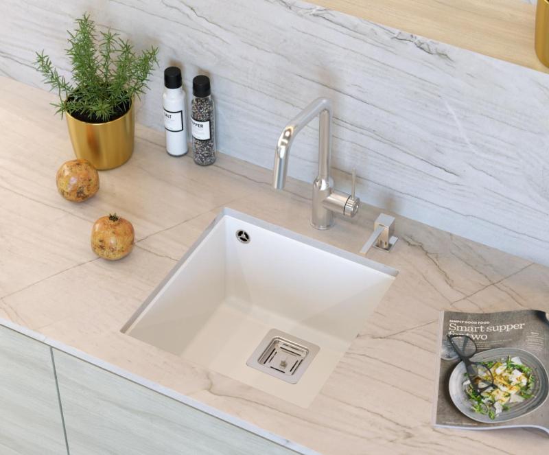 Quadri Quadrangle lavello sottopiano in granito bianco 42x42 1208957886