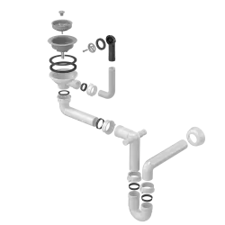 Quadri Set di scarico grigio per lavello con troppopieno per 1 lavello 1208957900