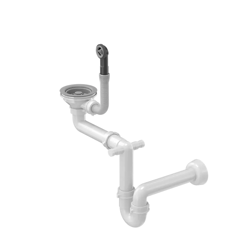 Quadri Set di scarico grigio per lavello con troppopieno per 1 lavello 1208957900