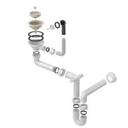 Quadri Set di scarico beige sabbia per lavello con troppopieno 1208957901