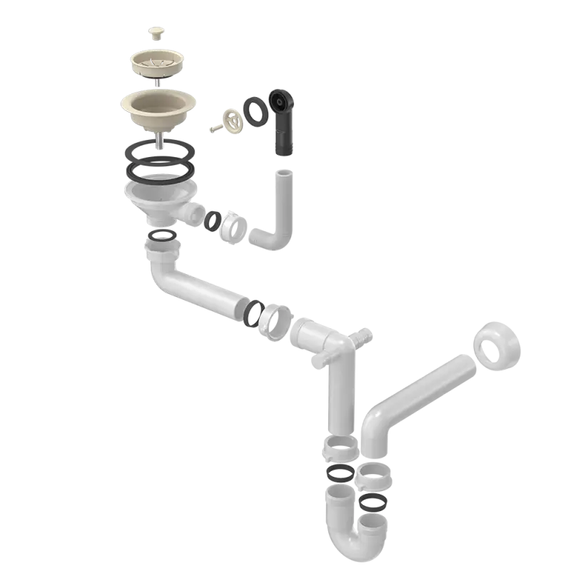 Quadri Set di scarico beige sabbia per lavello con troppopieno 1208957901