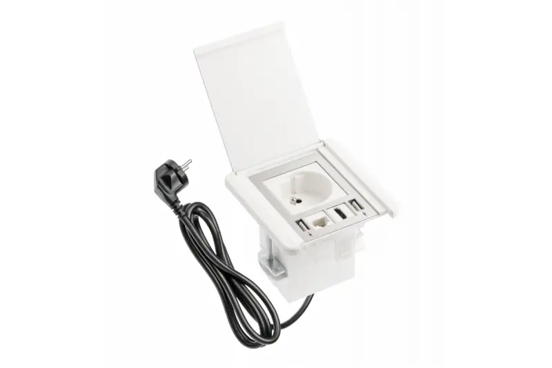 Indux Flip tappetino bianco con terra di torba da incasso Presa con 2xUSB A, 1xRJ45 e connessione HDMI 1208957916