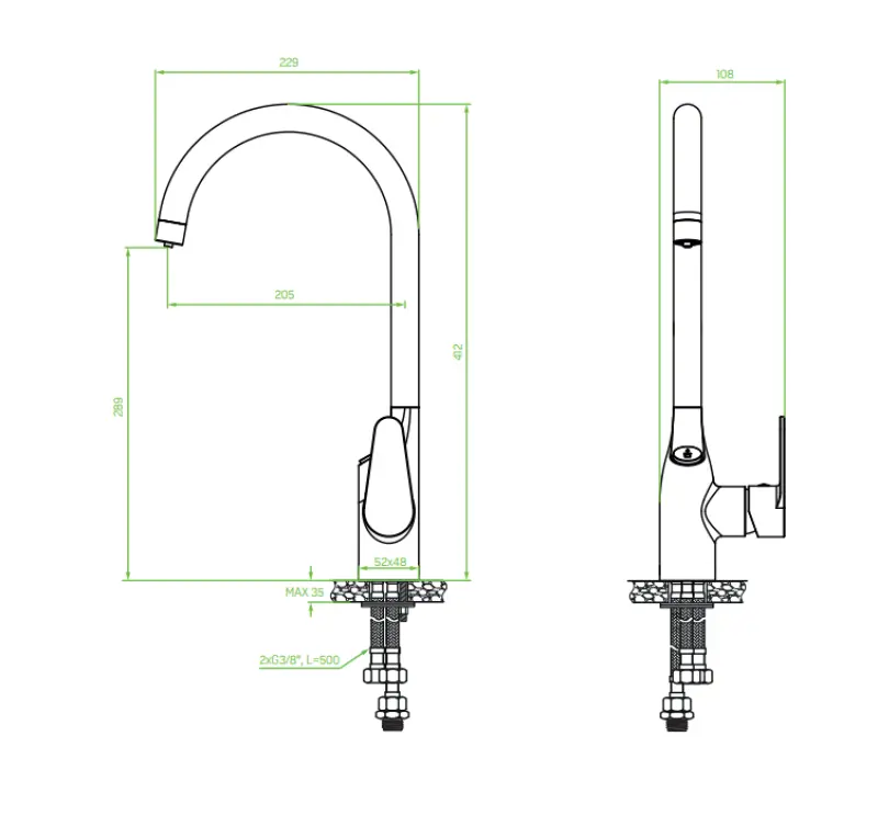 Aquadesign Filter Rubinetto da cucina cromato con connessione per acqua filtrata a 3 vie 1208958194
