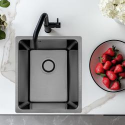 AquaDesign R25 Lavello in  acciaio montaggio a filo sopra e sotto piano colore gun metal 34x40cm 1208958205