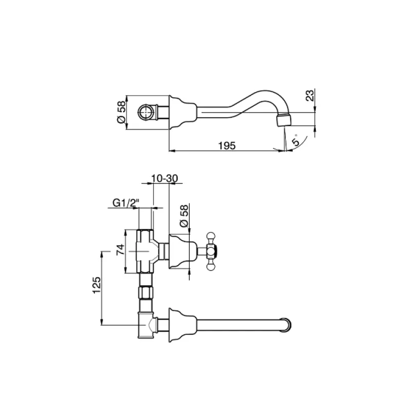 Huber Vittoriano Miscelatore per lavabo a 3 fori Cromo VT00351021