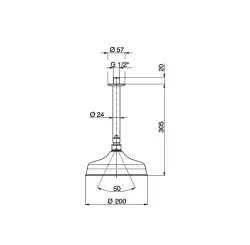 Doccia a pioggia Huber Victorian con testina doccia in acciaio inossidabile e braccio a soffitto SS0134102A
