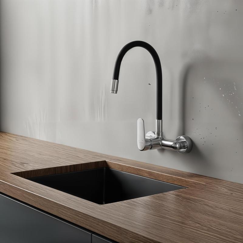 Aquatrimo Chopin rubinetto da parete cromato con alto becco flessibile 21CP8462CM