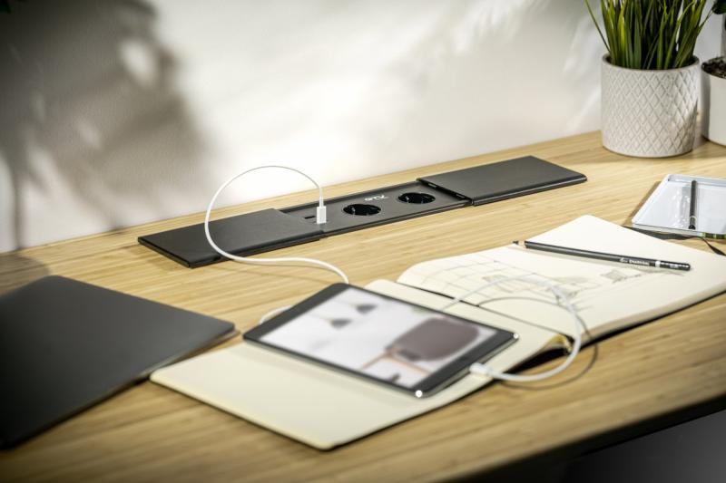 Cavo di prolunga da scrivania incassato PRESTINO, 2x presa francese, USB A+C, RJ45, HDMI, cavo 1.5m, argento 1208958675