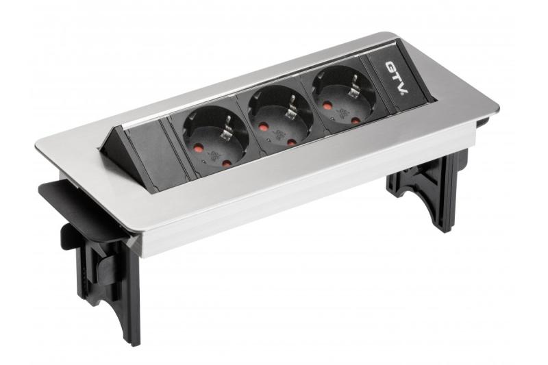 Prolunga da tavolo senza cassetta, 3 prese Schuko, cavo di alimentazione da 1,5 m con spina inox 1208958679