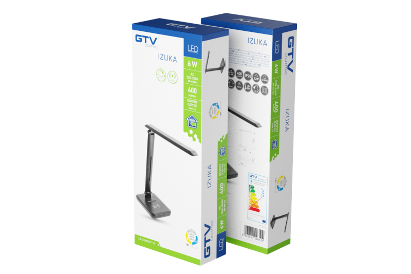 Decor Lampada da scrivania a LED IZUKA 6W 400lm AC220-240V 50/60Hz CCT caricatore induttivo nero. 1208962497