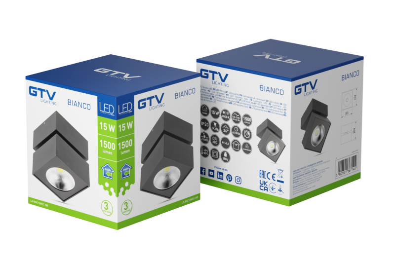 Decor Lampada LED BIANCO 15W 1500lm AC220-240V 50/60 Hz PF> 0.5 Ra≥80 IP20 IK06.36 ° 4000K quadrato nero 1208962666