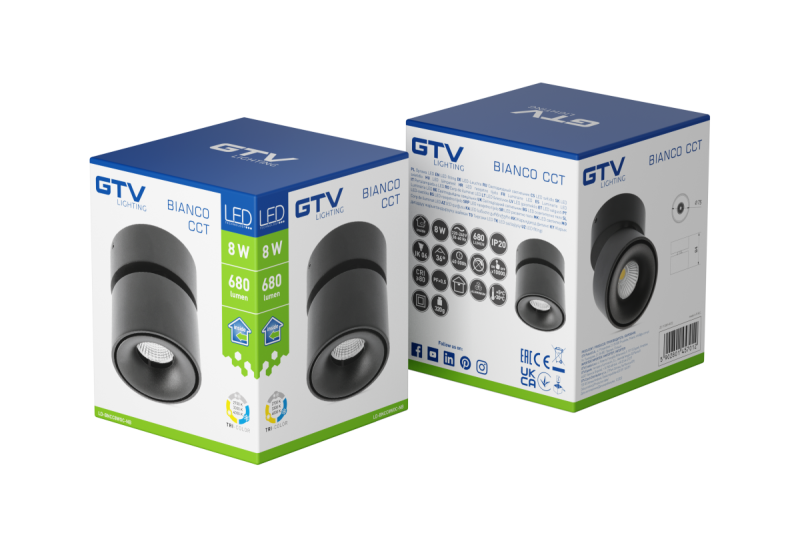 Decor Luminaire LED bianco cct 8W 680lm AC220-240V 50/60 Hz Ra≥80 IP20 36° 2700/3300/4000K rotondo nero 1208962678