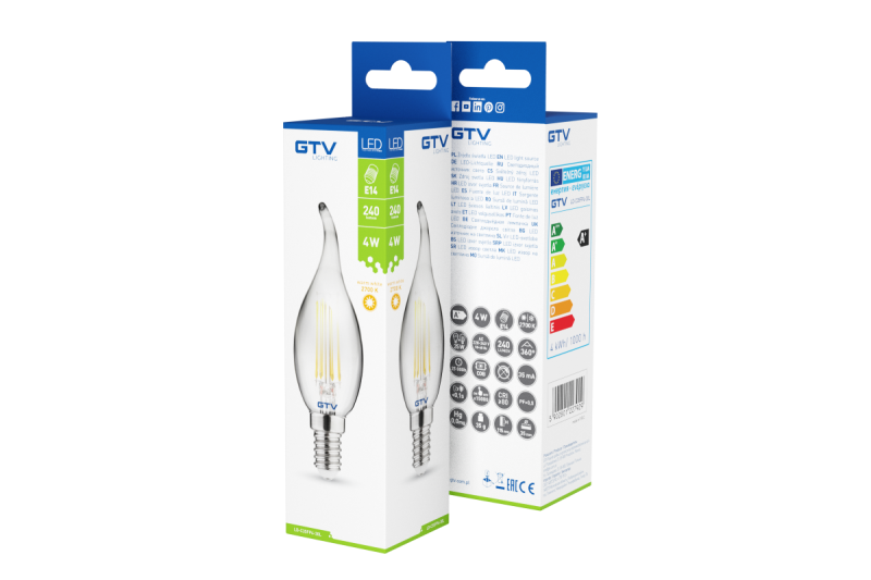 Luce LED decorativa, FILAMENTO, C35L, 27006, E14, 4W, 240lm, AC220-240V/ 50-60Hz, RA>80, 360° 1208962696