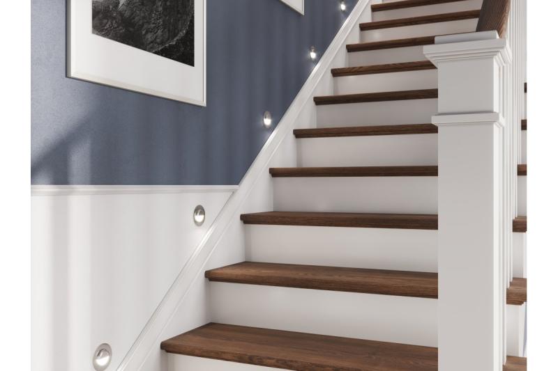 Decor Luminare per scala a LED ESCADA OB DC12V con copertura rotonda opaca 0 8W 70lm 4000K cavo inox 150cm.