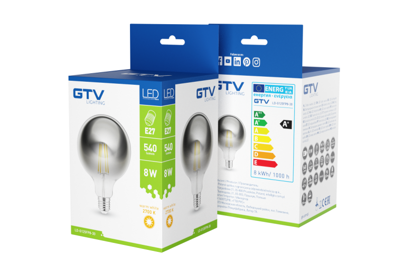 Luce LED decorativa, FILAMENTO, G125, 27006, E27, 8W, 540lm, AC220-240V/ 50-60Hz, RA>80, 360° 1208962766