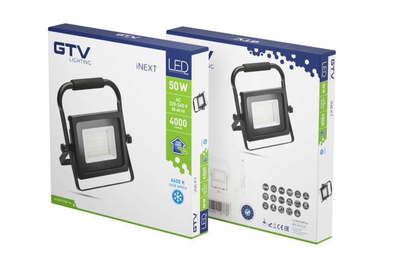 Proiettore LED iNEXT (portatile) 50W 4000lm, PF>0,9, RA>80, IP65, 120°, 6400K, corpo nero 1208962863