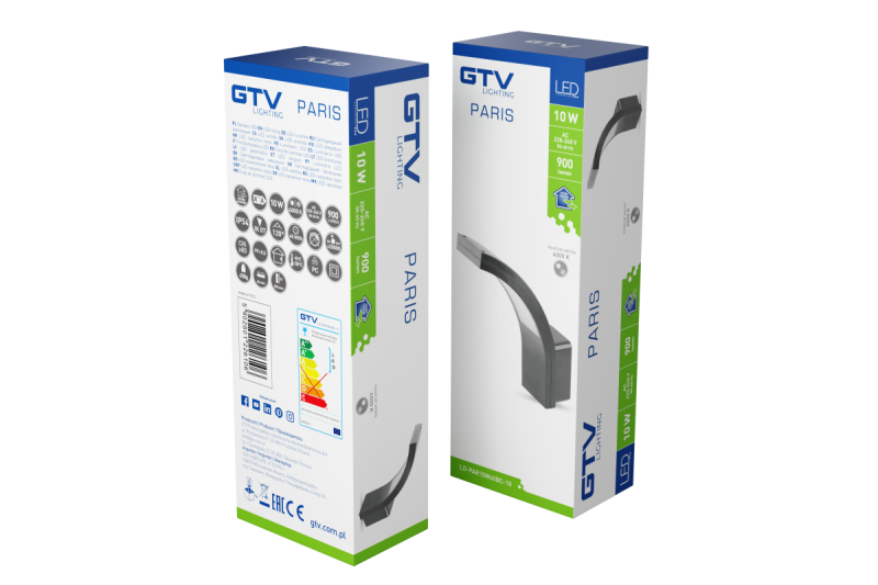 Decor Lampada a LED PARIS 10W 900lm IP54 AC220-240V 50/60Hz 140° 4000K grigio. 1208963098