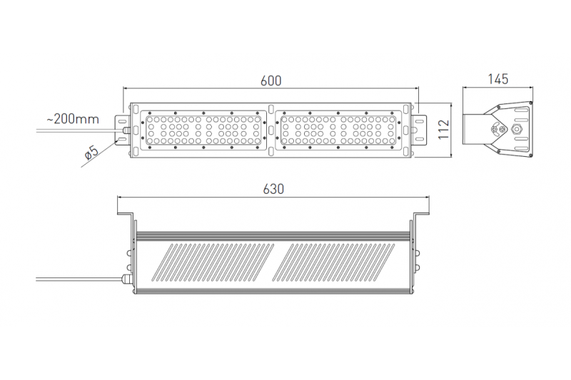 Lampada TEKSAS LED Highbay, 100W, 12000lm, AC100-240V, 50/60Hz, IP 65, angolo di illuminazione 60o, 4000K, grigio 1208963207