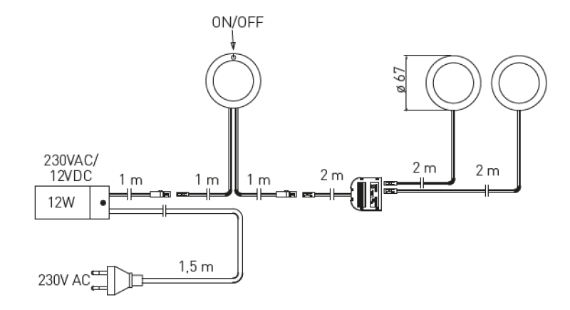 Set di illuminazione per cucina Decor con 3 faretti con interruttore, luce calda bianca 1208963267.