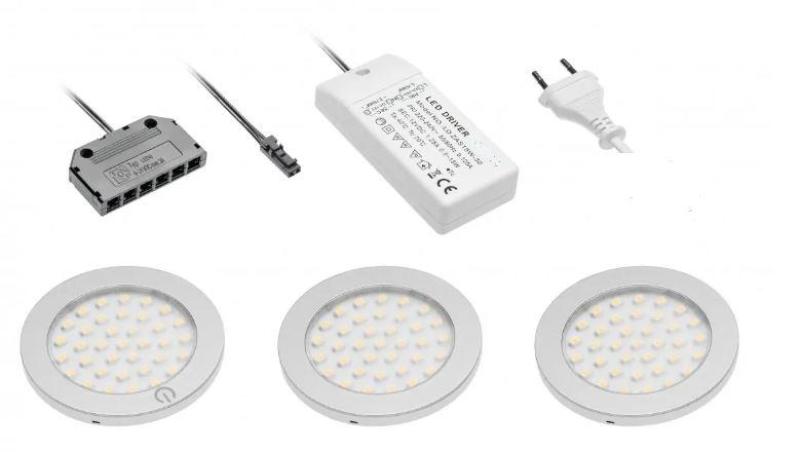 Set di illuminazione per cucina Decor con 3 faretti con interruttore, luce calda bianca 1208963267.