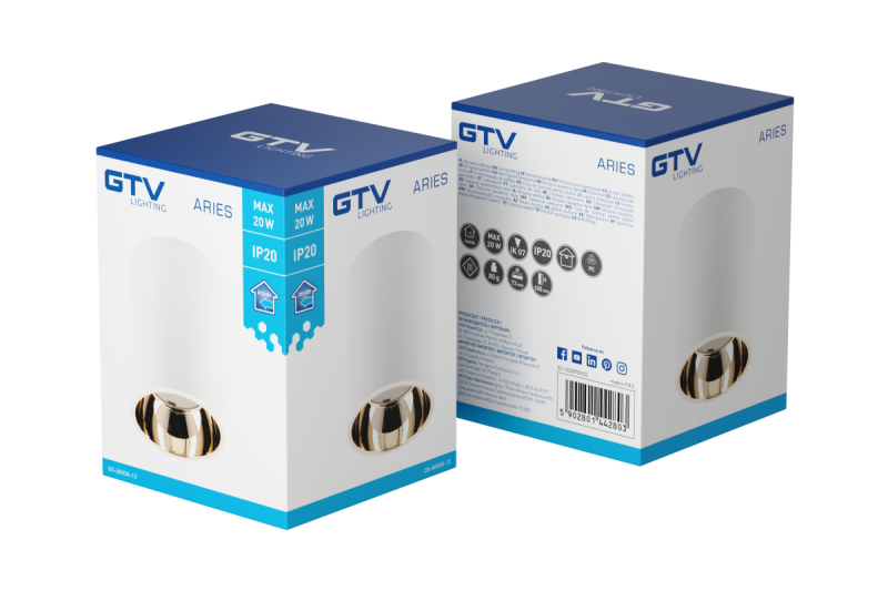 Decor Lampada a soffitto ARIES PC 73x105mm IP20 max 20W rotonda bianca/oro 1208963819