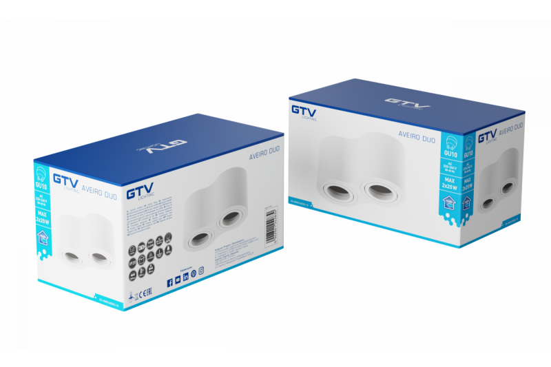 Decor Lampada a soffitto AVEIRO DUO in alluminio 160x80x85mm IP20 max 20W*2 bianca rotonda 1208963827