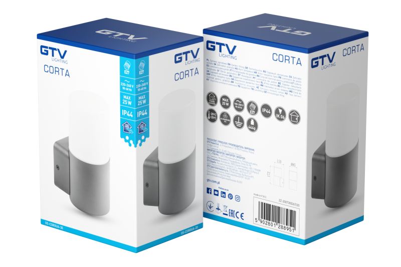 Decor Apparecchio da giardino CORTA-AU E27 MAX.25W IP44 AC220-240V 50-60Hz lampada da parete superiore dritta antracite 1208963857